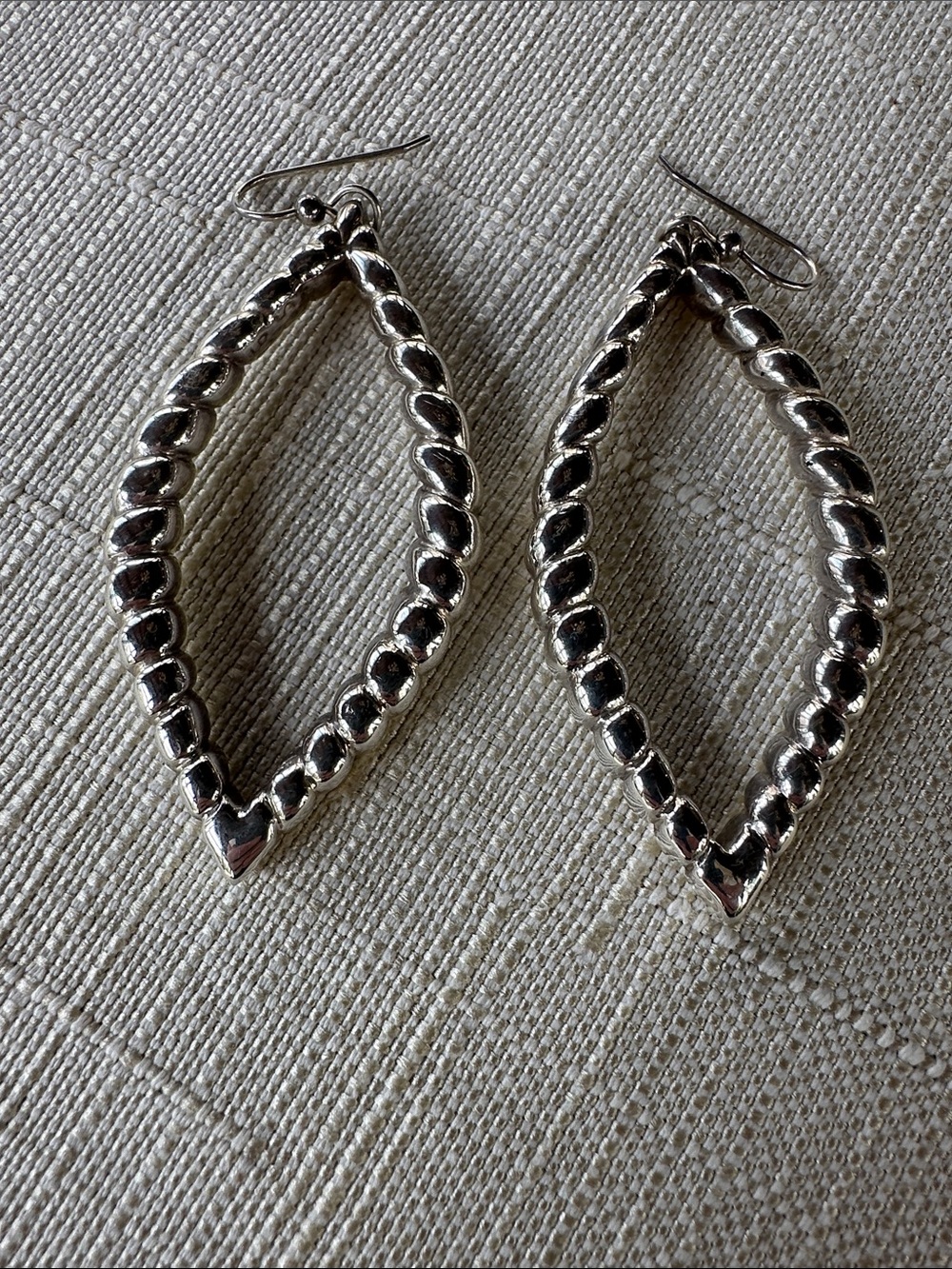 Simon Sebbag Silver Twisted Marquise Drop Earrings
